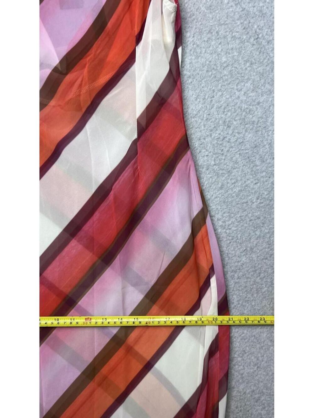 Motel Anira Maxi Dress Pink Chiffon Sheer Stripe Cowl Neck M Y2K Festival 70s - Picture 6 of 13